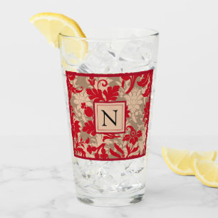レッドタンかわいらしダマスクカントリーファームハウス タンブラーグラス