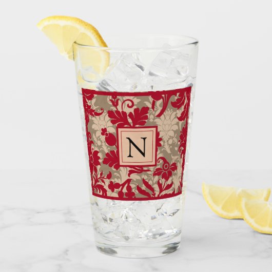 レッドタンかわいらしダマスクカントリーファームハウス タンブラーグラス (アイス正面)