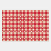 レッドタンカントリープレイドツリーズクリスマスホリデー ラッピングペーパーシート (正面)