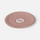 レッドタンホワイトシェブロンバースデーパーティー紙プレート ペーパープレート (アングル)