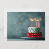 レッドターコイズお誕生日ケーキ ポストカード (正面/裏面)