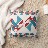 レッドターコイズ縁どネイビーセンチュリーモダン半 クッション (ブランケット)