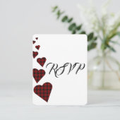 レッドタータンチェックウェディングRSVP 出欠カード (スタンド正面)