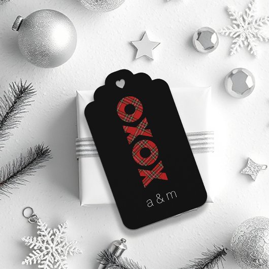 レッドタータンチェッククリスマスサンキュー ギフトタグ