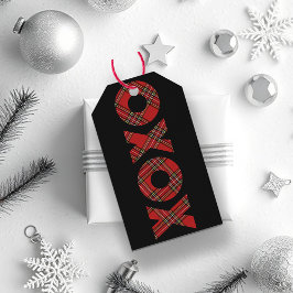 レッドタータンチェッククリスマスハッピーホリデイズ ギフトタグ