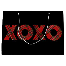 レッドタータンチェッククリスマスホー ラージペーパーバッグ