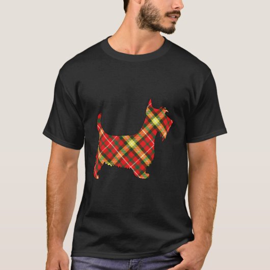 レッドタータンチェックスコッティ感動的愛犬家 Tシャツ (正面)