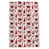 レッドタータンチェックファッションサンタパターン ミディアムペーパーバッグ (正面)