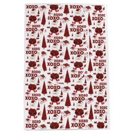 レッドタータンチェックファッションサンタパターン ミディアムペーパーバッグ