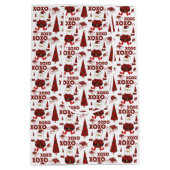 レッドタータンチェックファッションサンタパターン ミディアムペーパーバッグ (裏面)