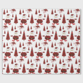 レッドタータンチェックファッションサンタパターン ラッピングペーパー (フラット)