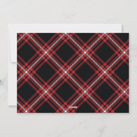レッドタータンチェックプレイドクリスマス休暇用フォトカード シーズンカード (裏面)