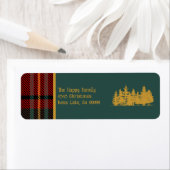 レッドタータンチェックプレイドメリークリスマス ラベル (インサイチュ)