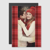 レッドタータンチェックプレイド最初のメリークリスマスフォト (正面/裏面)