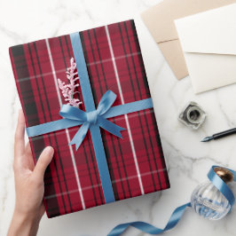 レッドタータンチェック柄のクリスマス包装紙 ラッピングペーパー