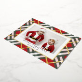 レッドタータン柄のクリスマスホリデーカード 箔シーズンカード (回転した状態)