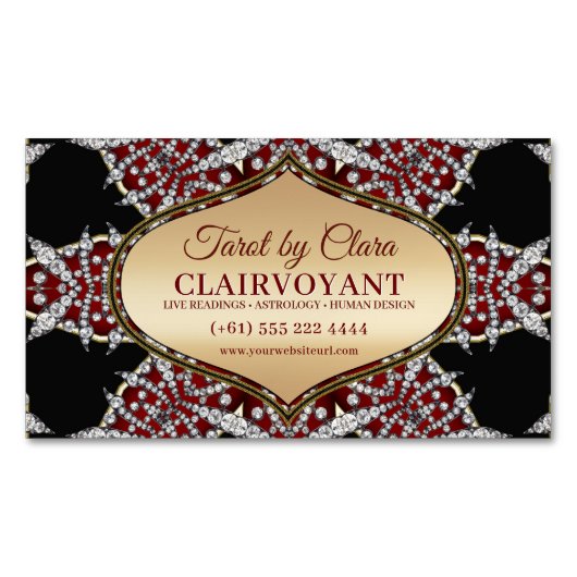 レッドダイアモンドスター女神テンプルタロット マグネット名刺 (正面)