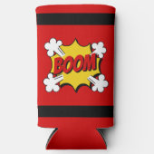 レッドダイナミットスーパーヒーロー漫画ブックスタイル誕生日 スリム缶クーラー (正面)