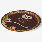 レッドダイヤエレガントンドカスタマイズ可能なウェディングパーティー ペーパープレート (アングル)