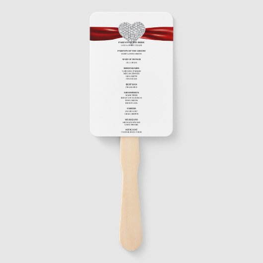 レッドダイヤモンドハート結婚式 プログラム ハンドファン (裏面)