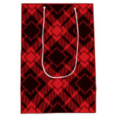 レッドダイヤモンドパターンタータンチェックラッピング紙 ミディアムペーパーバッグ (裏面)