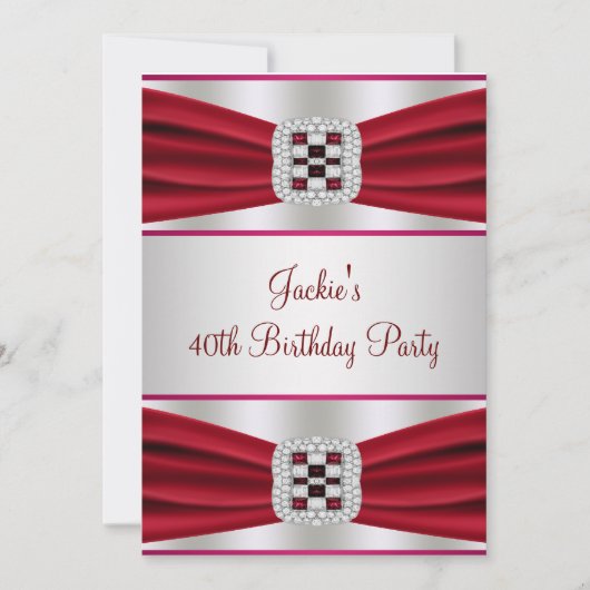 レッドダイヤモンド40th誕生日パーティの招待状 招待状 (正面)
