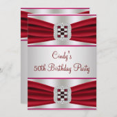 レッドダイヤモンド50番目の誕生日招待状 招待状 (正面/裏面)