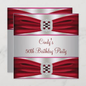 レッドダイヤモンド50番目の誕生日招待状 招待状 (正面/裏面)