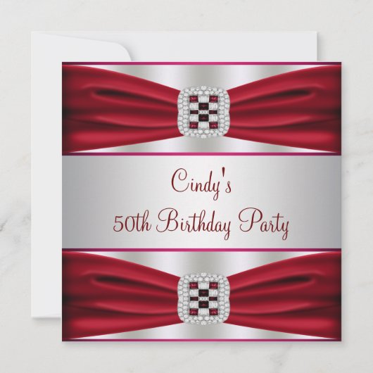 レッドダイヤモンド50番目の誕生日招待状 招待状 (正面)