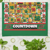 レッドダシュント犬カウントダウンクリスマスアドベント キッチンタオル (折り畳み)