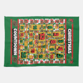 レッドダシュント犬カウントダウンクリスマスアドベント キッチンタオル (横)