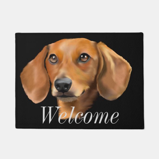 レッドダシュント犬 ドアマット (正面)