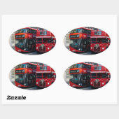 レッドダブルデッカーバス 楕円形シール (シート)