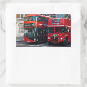 レッドダブルデッカーバス 長方形シール (バッグ)