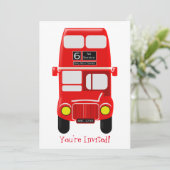 レッドダブルパーソナライズされたデッカーバスデザイン 招待状 (スタンド正面)