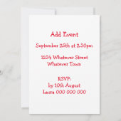 レッドダブルパーソナライズされたデッカーバスデザイン 招待状 (裏面)