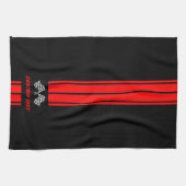 レッドダブルレース🏎ストライプフラッグ付き キッチンタオル (横)