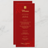 レッドダブル幸せ中国のフローラ結婚ズ メニュー (正面/裏面)