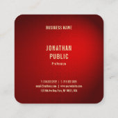 レッドダマエレガントスク金ゴールド文字トレンディーテンプレート スクエア名刺 (裏面)