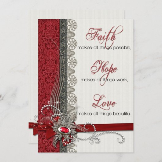 レッドダマスクに文字のシルバーレース シーズンカード (正面/裏面)