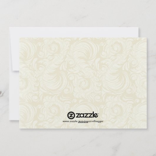 レッドダマスククリスマスフォトフラットカード シーズンカード (裏面)