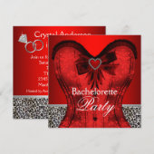 レッドダマスクコルセットヒョウバチェロレッテ 招待状 (正面/裏面)