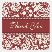 レッドダマスクサンキュー結婚の封筒用シール