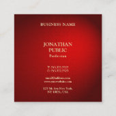 レッドダマスクテンプレートエレガントプロフェッショナルプレミアム スクエア名刺 (裏面)