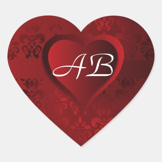 レッドダマスクハート ハートシール (正面)