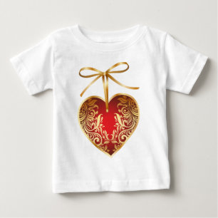 レッドダマスクハート ベビーTシャツ