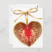 レッドダマスクハート ポストカード (正面/裏面)