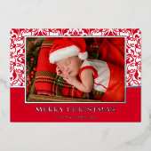 レッドダマスクフォイルホリデーカード 箔シーズンカード (正面)