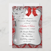 レッドダマスクマスクキンセアニェラ仮装招待状 招待状 (正面)