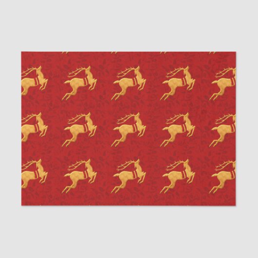 レッドダマスク包まれたのゴールデントナカイ 薄葉紙 (正面)